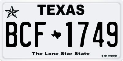 TX license plate BCF1749