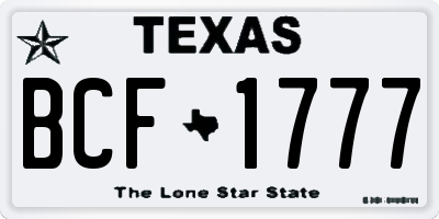 TX license plate BCF1777