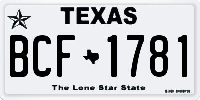 TX license plate BCF1781