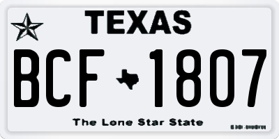 TX license plate BCF1807