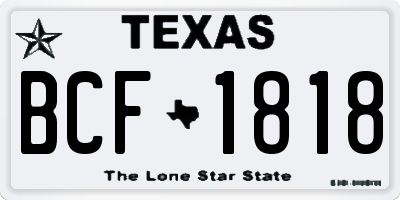 TX license plate BCF1818