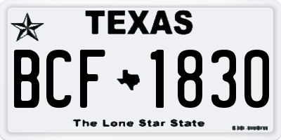 TX license plate BCF1830