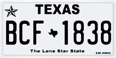 TX license plate BCF1838