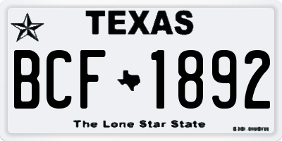 TX license plate BCF1892