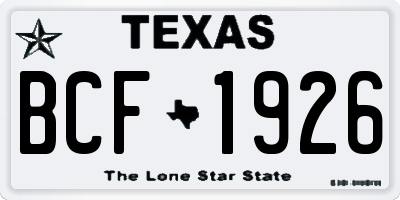 TX license plate BCF1926