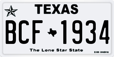 TX license plate BCF1934