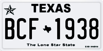 TX license plate BCF1938