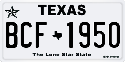 TX license plate BCF1950