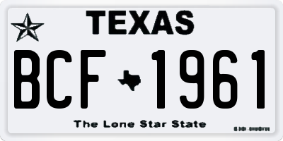TX license plate BCF1961