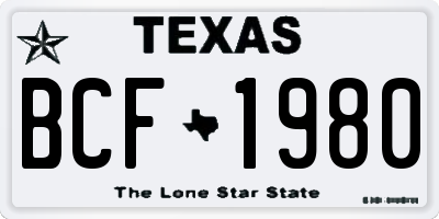 TX license plate BCF1980