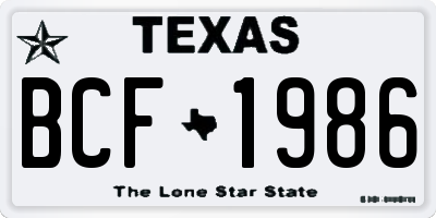TX license plate BCF1986