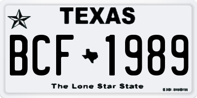 TX license plate BCF1989