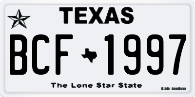 TX license plate BCF1997