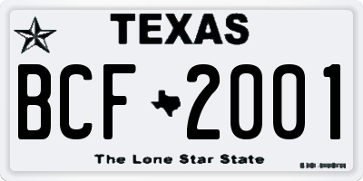 TX license plate BCF2001