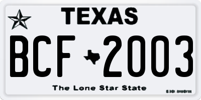 TX license plate BCF2003