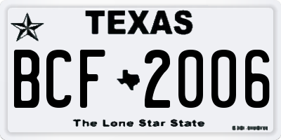 TX license plate BCF2006