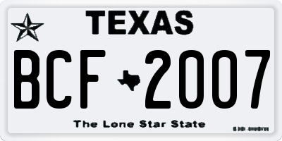 TX license plate BCF2007