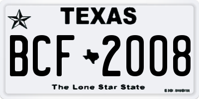 TX license plate BCF2008