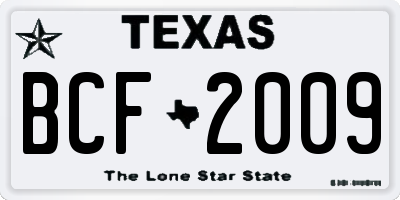 TX license plate BCF2009