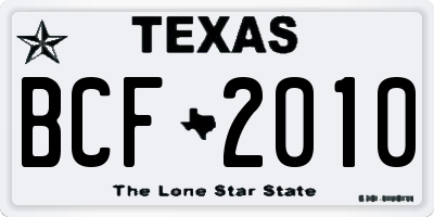 TX license plate BCF2010