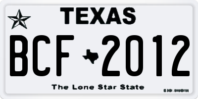 TX license plate BCF2012