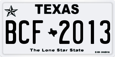 TX license plate BCF2013