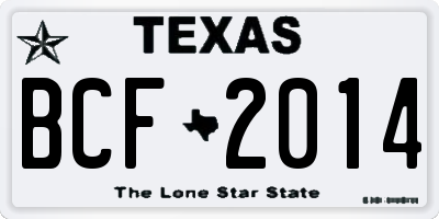 TX license plate BCF2014