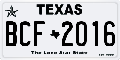 TX license plate BCF2016