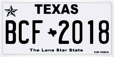 TX license plate BCF2018