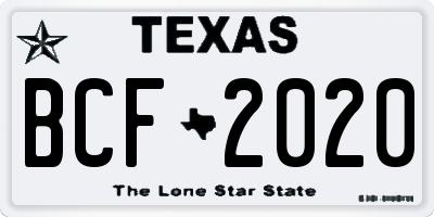 TX license plate BCF2020