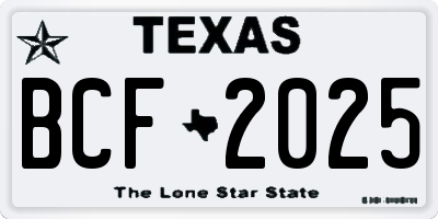 TX license plate BCF2025