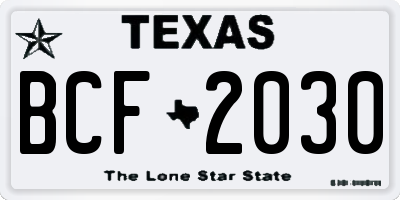TX license plate BCF2030
