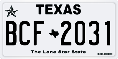 TX license plate BCF2031