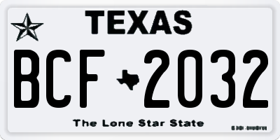 TX license plate BCF2032