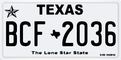 TX license plate BCF2036