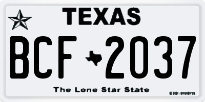 TX license plate BCF2037