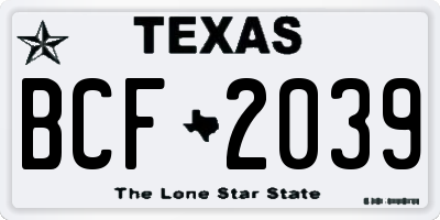 TX license plate BCF2039