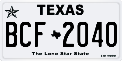 TX license plate BCF2040