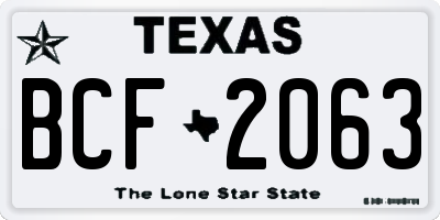 TX license plate BCF2063