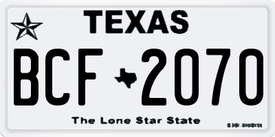 TX license plate BCF2070