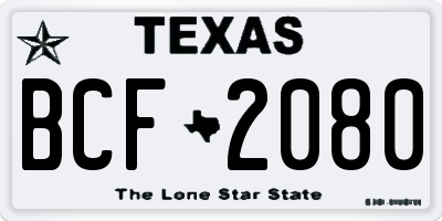 TX license plate BCF2080