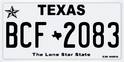 TX license plate BCF2083