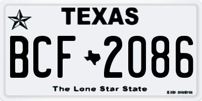 TX license plate BCF2086