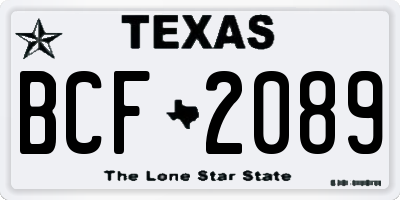 TX license plate BCF2089