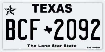 TX license plate BCF2092