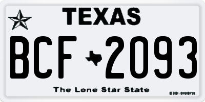 TX license plate BCF2093