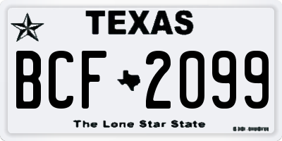 TX license plate BCF2099