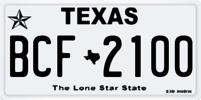 TX license plate BCF2100