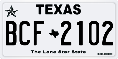 TX license plate BCF2102