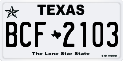 TX license plate BCF2103